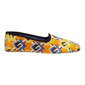 $570 New GUCCI Slippers Mens 8.5 Womens 9.5 EU-41 Yellow Flats Silk Satin Italy